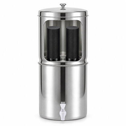 Inside the Purroa filter: two carbon cartridges in the upper chamber